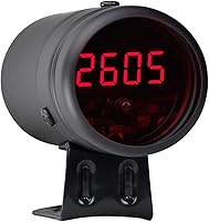 GlowShift Digital Tachometer with Shift Light - Black Housing Red LED for 4, 6, 8 Cylinder Gas Engines