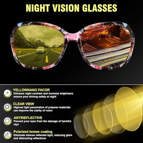 FEISEDY Classic Womens Night Glasses Driving Anti Glare Wrap Around Yellow Sunglasses B25484