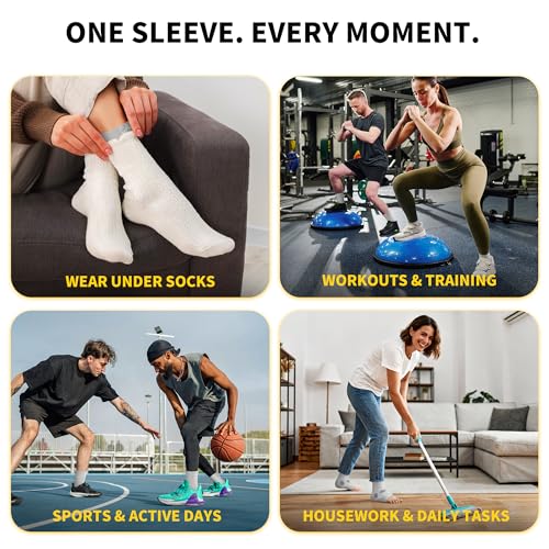Image of CAMBIVO 1 Pair Ankle Compression Sleeve for Men & Women - Soft, Breathable Support for Plantar Fasciitis, Achilles Tendonitis, Swelling & Sports Recovery - Easy to Wear, All-Day Comfort Fit