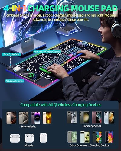 Tapis de souris de jeu RVB étanche avec 13 modes d'éclairage pour PC - 3