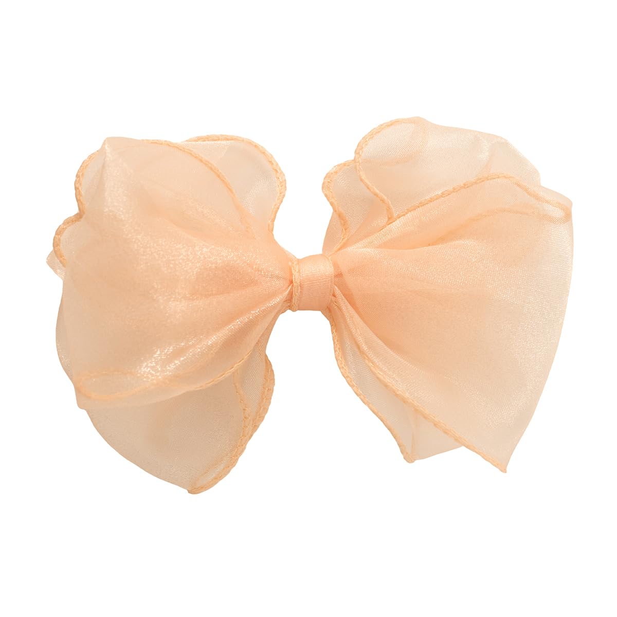 HAIRBOWS Girls' Organza with Trimmed Edge Bow with a Knot Wrap Center on a Clip, Hair Clip for Girls,Teens, and Women, 5 Inch Bow, Coral