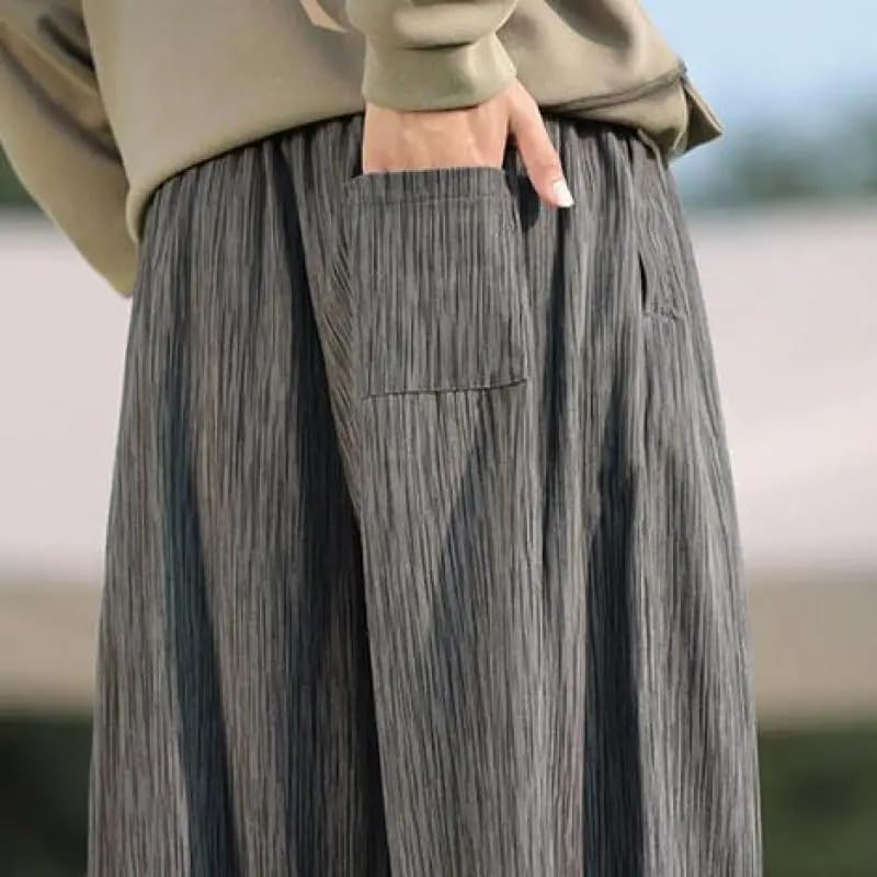 Men Baggy Harem Pants Japanese Elastic Waist Drawstring Wide Leg Pants Casual Loose Trousers 6