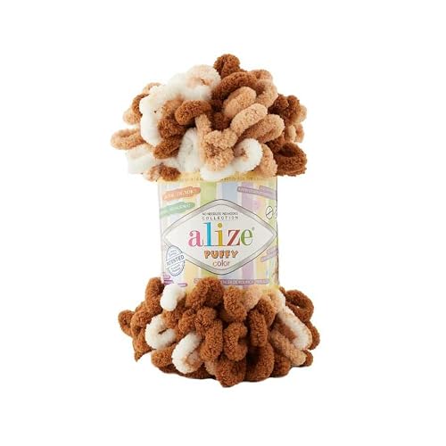 Alize Puffy Color Baby Blanket Yarn Lot of 4skn 400gr 39.3 yds 100% Micropolyester Soft Yarn Hand Knitting Yarn (6398)