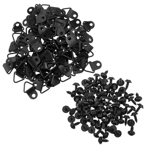 Image of 100 PCS Picture Frame Triangle Hook 23x10mm Black Single Hole Lifting Ring for Hanging Clock Painting Artwork Photo Frame