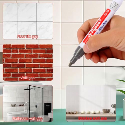 Fugenstift Weiß, 6 Stück Fugenmörtel Restaurierung Stift mit Ersatzspitze, fugenweiß stift bad Wasserfest Fliesen Fugen Stift, Reparatur fugenmarker für Fliesen Wand Boden Badezimmer Und Küche