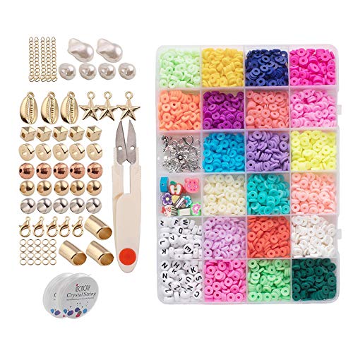 Kit de Contas 3200 Unidades de 6 Mm, Colar, Pulseira, Pequenas, Planas, Redondas de Polímero de Argi