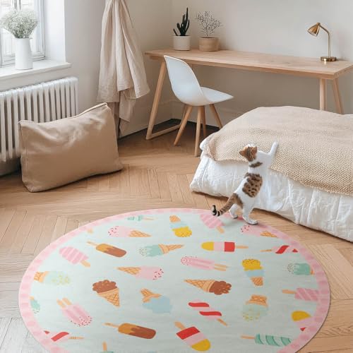 Tapis vinyle ø60 cm durable et élégant motif imprimé maison
