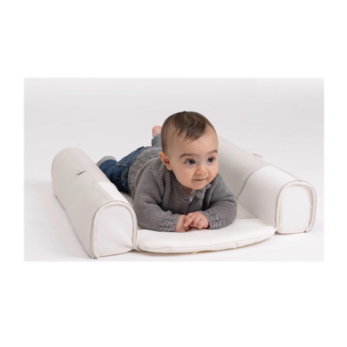 Chicco Mommy Pod 3en1, réducteur de lit pour bébé, 81 cm x 49 cm, nid pour bébé, 0-3 mois pour dormir, 0-8 mois pour le temps sur le ventre, revêtement en coton biologique, lavable en machine, Gris