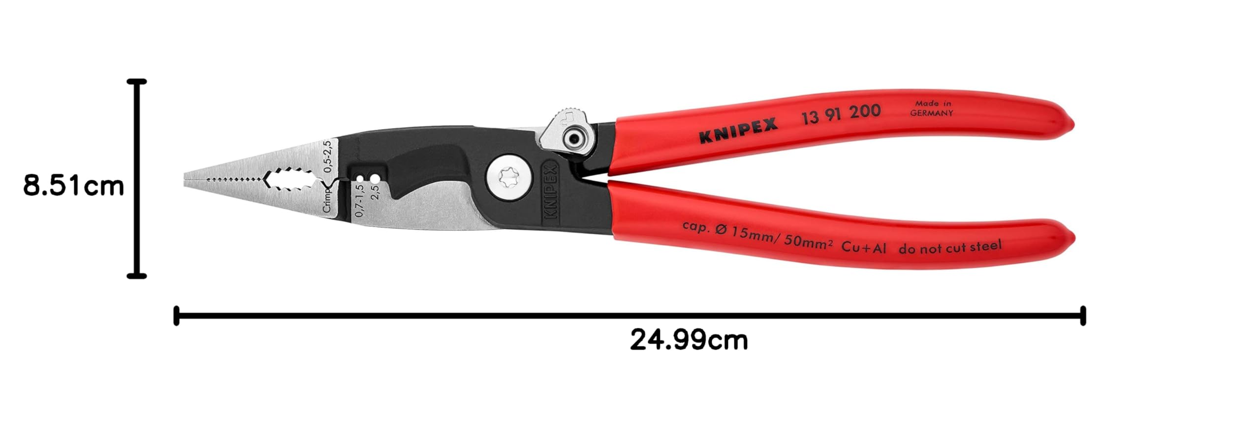 Knipex Pince pour installations électriques gainées en plastique 200 mm, 13 91 200