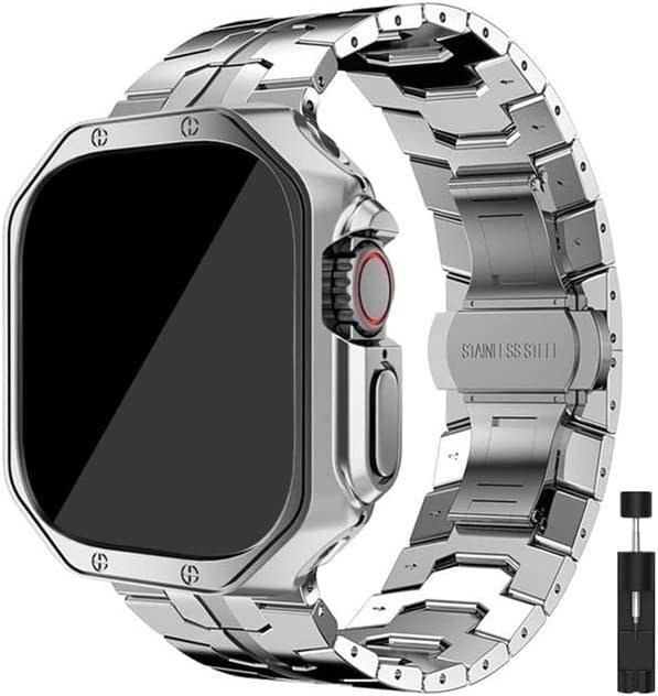 Bracelet acier robuste à fermeture papillon pour iWatch 45mm et 44mm