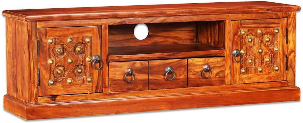 vidaXL TV Stand Natural Acacia Solid Acacia Wood, Copper