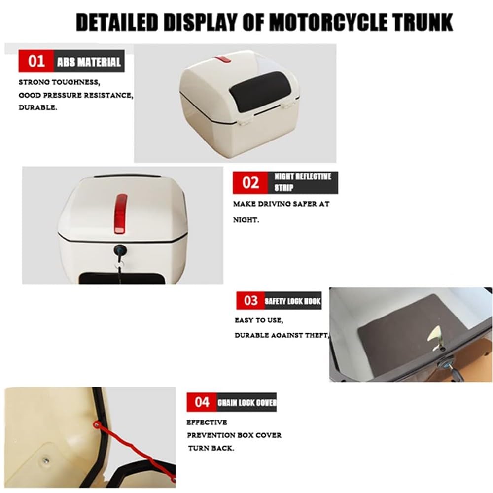 Topcase Casco Impermeable, Scooter Maleta Topcase, Caja De Moto Impermeable, con Llaves Y Accesorios De Montaje para Casco De Almacenamiento E