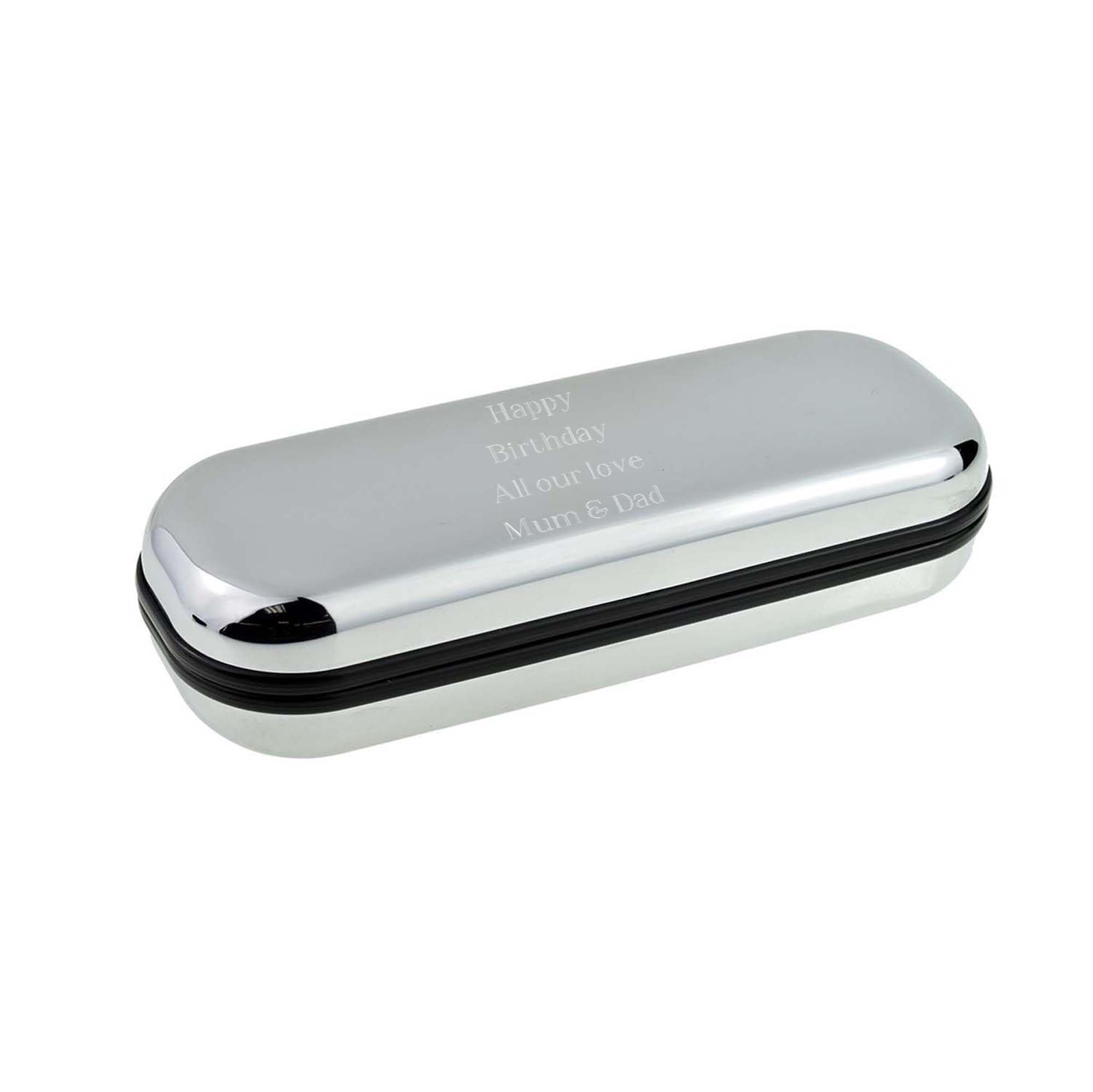 GTR-Prestige Giftware Personalised Engravable Chromed Spectacles Glasses Case