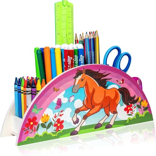 WAGOMA® Stiftehalter aus Holz [5 Fächer] - Schreibtisch Organizer mit...