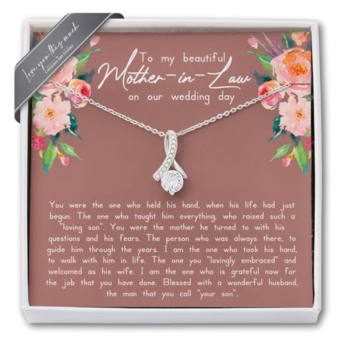 Sentimental Mother of the Groom Gift from Bride, Mother in Law Wedding Gift Set, Gifts for Grooms Mother, Thank You for Raising the Man of my Dreams (Graceful Beauty Necklace (From Bride))