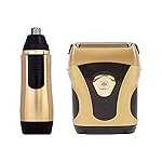 POWER TOUCH GOLD EDITION - Complete Shaving Kit - Triple Blade Razor for Thick Beards - Nose Triple/Ear Trimmer Included - Free Travel Kit
