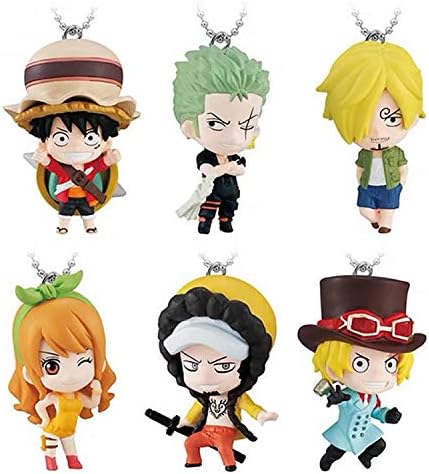 One Piece Stampede Luffy Zoro Sanji Nami Law Sabo Gashapon Figur Set Key Chain 1set 6pcs Amazon De Spielzeug