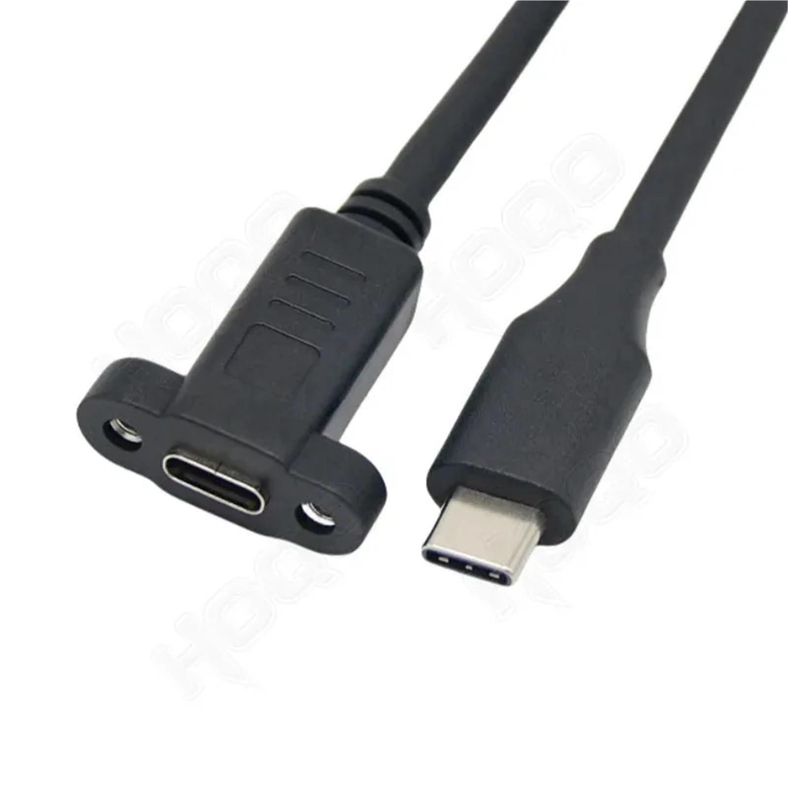 Wtyczka USB-C na gniazdo z otworem na śrubę do przedłużenia kabla do transmisji danych. Przedłużacz USB 3.1 typu C ze śrubą montażową panelową (1 m, USB 3.1)