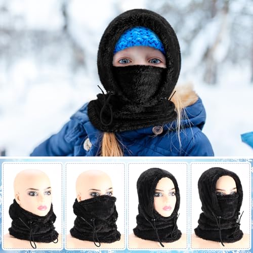 4 Pcs Balaclava Face Mask Kids Winter Windproof Ski Mask Hooded Scarf Head Neck Cover for Cold Weather Skiing Cycling4