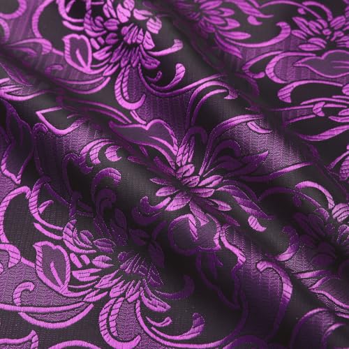 Image of HISDERN Ascot Ties for Men Paisley Floral Ascot and Pocket Square Set Classic Self Tie Mens Cravat Handkerchief for Wedding