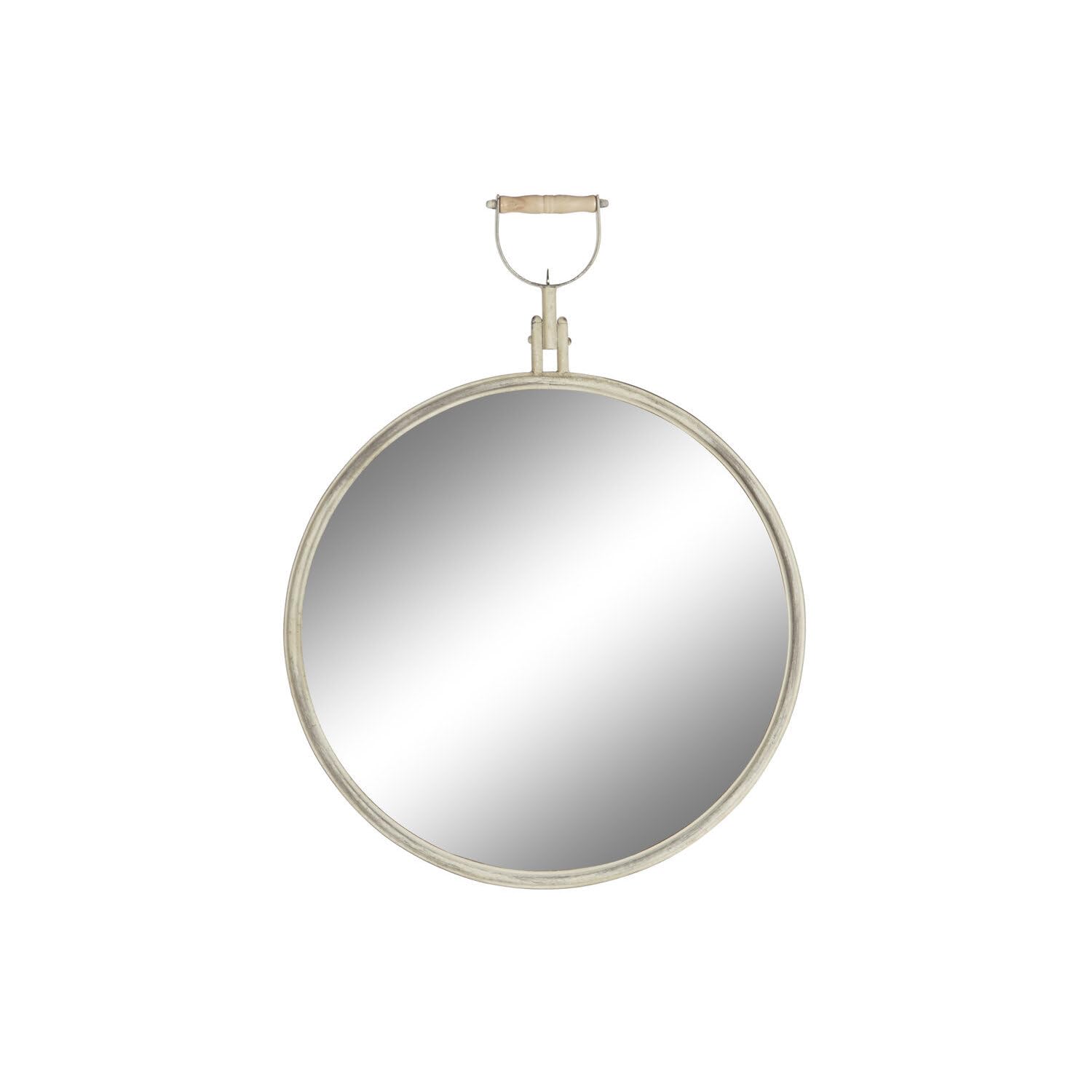 Miroir d'architecte en métal blanc vieilli 59x78 cm haut de gamme