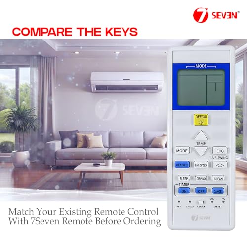 Image of 7SEVEN Compatible with Panasonic AC Remote Control Model 157D Suitable for 1 1.5 2 Ton Split and Window Air Conditioner - Match Each Key by Key Exactly with Existing AC Remote Function
