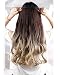 S-noilite Ombre Dip-dye Color Clip in Hair Extension 58cm Length Dark Brown to Ash Blonde Curly for Dreamlike Girls