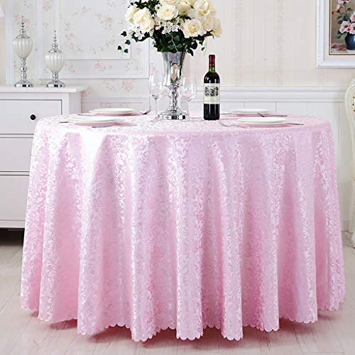 Nappe ronde en polyester avec finition soignée rose diamètre 280cm