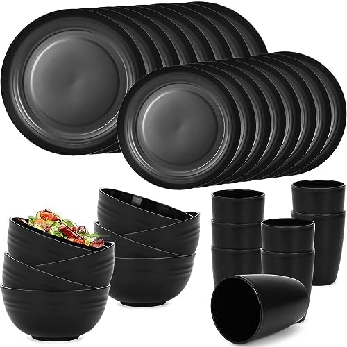 RVXHUA 32Piece Premium Plastic Dinnerware Sets for 8, Unbreakable Cups
