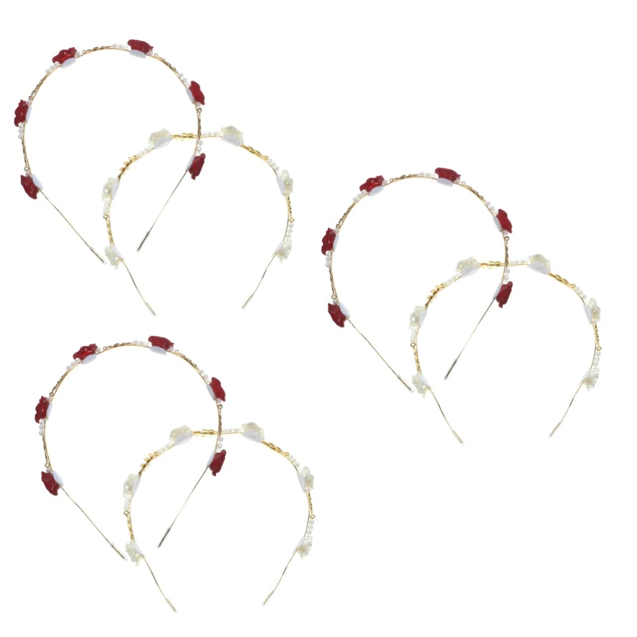 Didiseaon 6 Piezas diadema de rosas diadema de boda lazo de pelo de con y pedrería Tiara de flores para boda s de diamantes de imitación