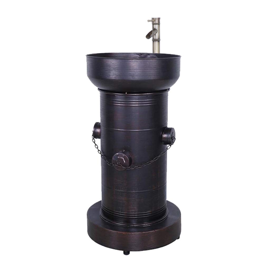 AYCDL Wash Basin With Faucet, Fire Hydrant Retro Style Floor-standing Metal Iron Sink for Indoor and outdoor,Red Copper