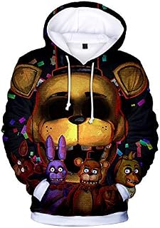 Jilijia Kids FNAF Hoodie 3D FNAF Five Nights Game Hoodie Comic Print Drawstring Pullover Sweartshirt for Kids Girl Boy