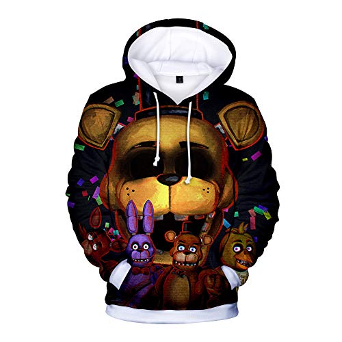 Five Nights FNAF Hoodies, 3D Gedrukt Unisex FNAF Sweatshirts Volwassen Kids Crazy Games Pullover Mannen Vrouwen Losse Sport Streetwear Bovenkleding Comic Print Trekkoord Jas Outfit, Type B, S