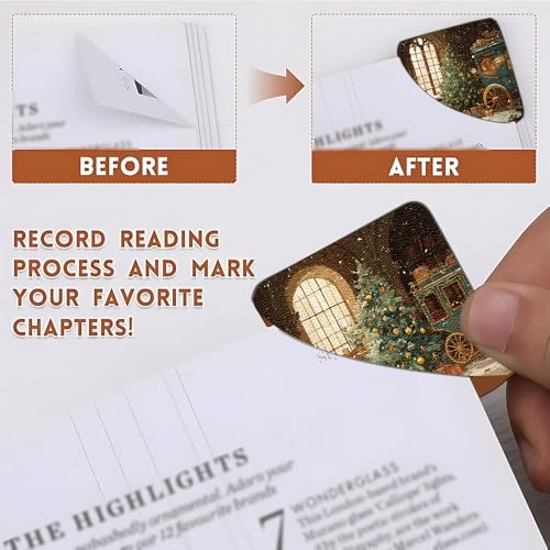 Image of 2Pcs Christmas Wreath Corner Bookmarks, Handmade PU Leather Page Corner Protectors, Vintage Holiday Art Stationery Gift for Book Lovers, Kids, Teachers, Reading Accessories 3.54 x 3.54