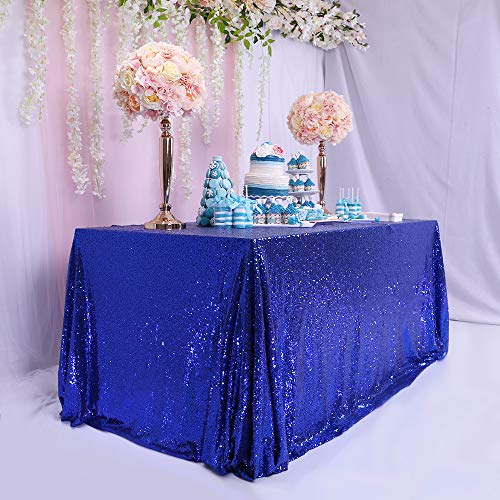 Trlyc Royal Blue Sequin Tablecloth - 60X84Inch Glitter Tablecloth Rectangle Party Wedding Christmas Table Cloth #TOP1