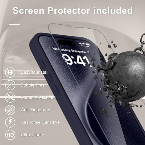 Image of YENAPOON for iPhone 15 Pro Max Case, Matte Magnetic Phone Cover [with 1 Screen Protector] [Support for MagSafe] [Shockproof Military Grade Protection] Translucent Frosted Back, Deep Purple