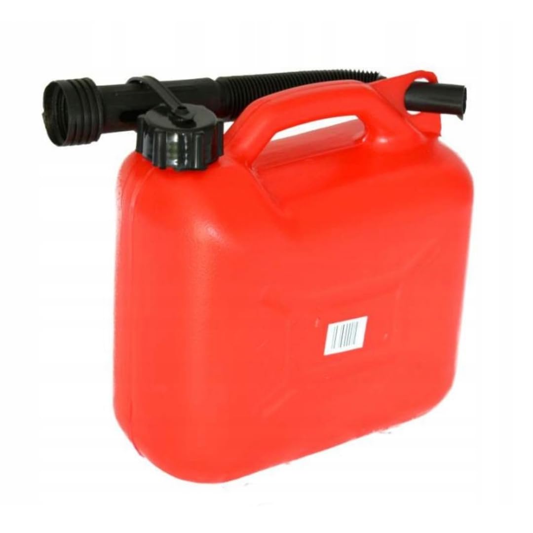 Jerrican Essence avec bec Verseur Rouge 5 L | Bidon robuste et étanche pour essence ou diesel, pratique comme réserve de carburant et facile à transporter