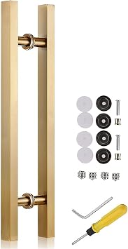 Square Entry Door Handle - 50/60/80/120/150 cm Long, Steel Shower Glass/Sliding Barn Door/Interior Exterior Gate Push Pull Bar, Modern Style/Gold/100Cm/39.4In