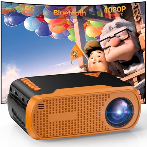 Image of Mini Video Projector, Native 1080P Portable Movie Projector with WiFi Bluetooth, Compatible with Phone TV Stick PS5 Laptop HDMI USB for Home Theater Indoor Outdoor Movies