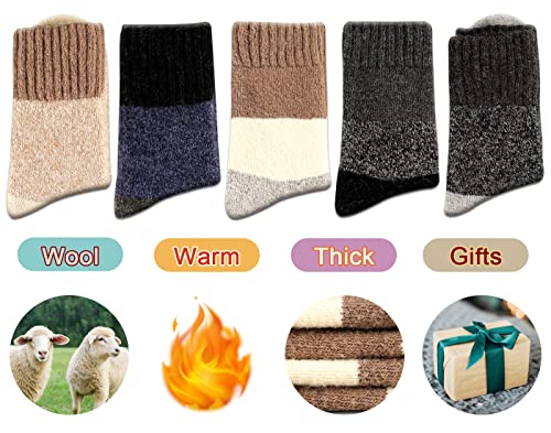 Image of Heatuff Women's Winter Wool Socks Warm Soft Full Cushion Crew Socks (5 Pairs)