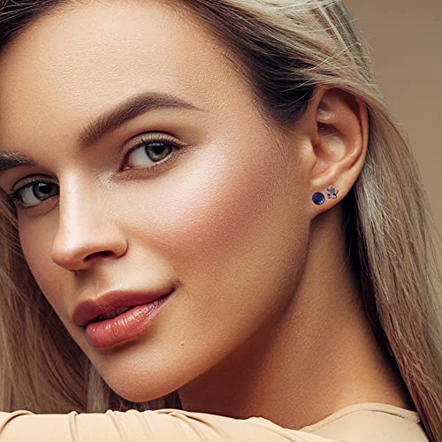 Lolias 14Pairs Clear Plastic Earrings Stud Earrings For Women Rhinestone Acrylic Stud Earrings Clear Piercing Retainer For Sport Work,Round Color #TOP4