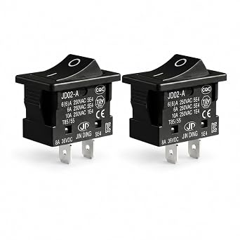 lcocove JD 2pcs KCD1 Power Switch 6A 10A 125V/250V AC Boat Rocker Switch ON/Off Switch 2Pins 2Position Toggle Switch with UL Certificate