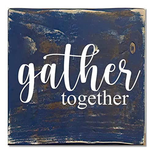 Rustic Wood Pallet Sign Gather Together Distressed Wooden Sign Plaque Wood Plank Hanging Sign Antique Home D¨¦cor Wood Wall Sign for Farmhouse Yard Outside