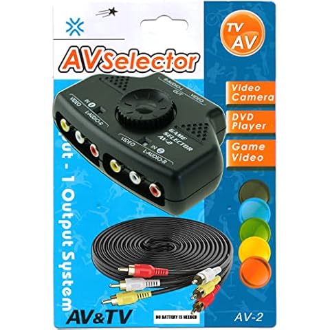 LEAGY 2 Way Audio Video Switch Selector Box Splitter with 3RCA Cable for VCD,DVD,Video Camera, Recorder,Video Game Cover