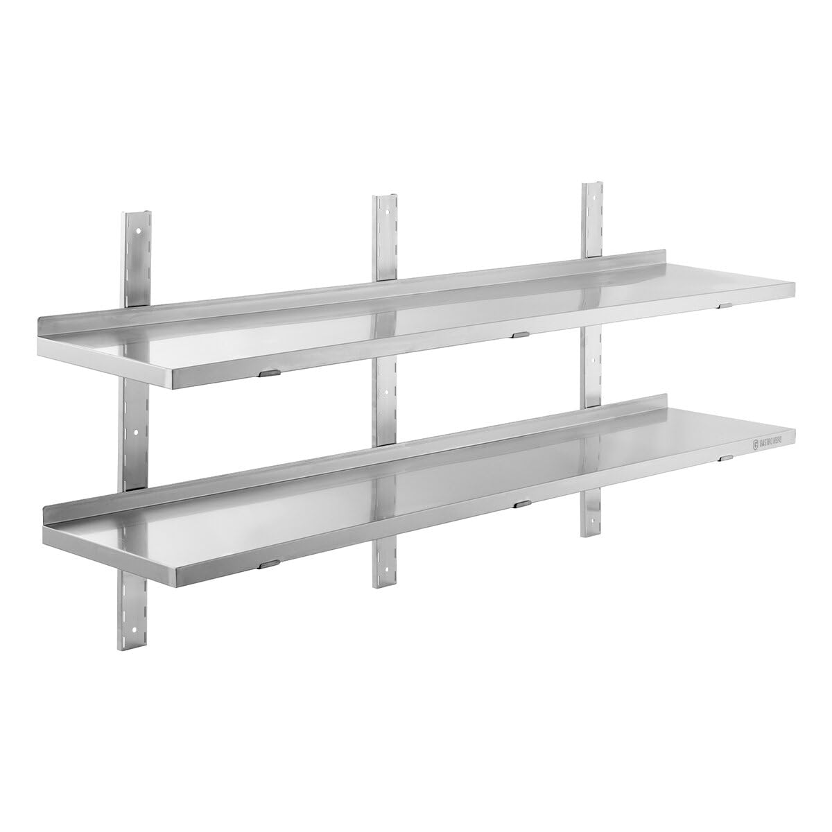 GastroHero Edelstahl Wandregal doppelt I 180 x 30 cm Wandbord Gastronomie I Edelstahlregal mit 2 Ablageböden I Hängeregal Edelstahl für Küche & Gastro