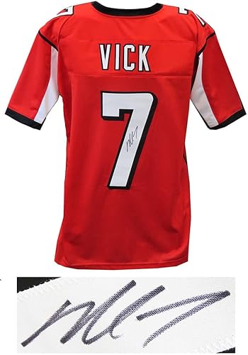 Michael Vick Signed Red T/B Custom Football Jersey