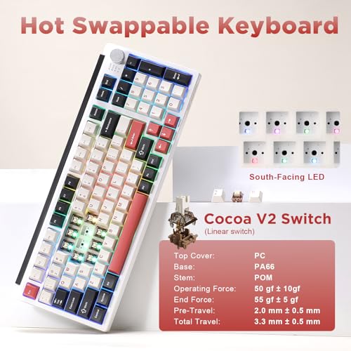 Image of K98 Wireless Mechanical Keyboard,Tri-Mode Gaming Keyboard(White&Red)