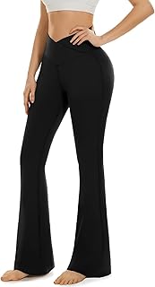 BLONGW Yoga Pants for Women Flared Leggings High Waisted Crossover Bootcut Slim Workout Bootleg Trousers UK