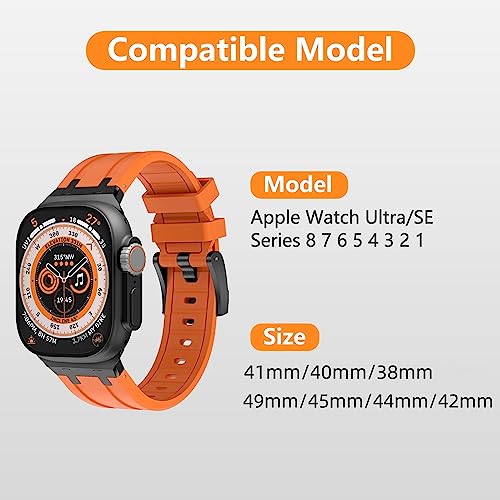 Sport Liquid Silicone Rubber Band With Stainless Steel Adapter For Apple Watch Ultra 49Mm 45Mm 44Mm 42Mm For Men, Durable Replacement Strap For Iwatch Ultra, Ap Rubber Watch Band For Watch Se 8 7 6 5 4 3 2 1 #TOP1