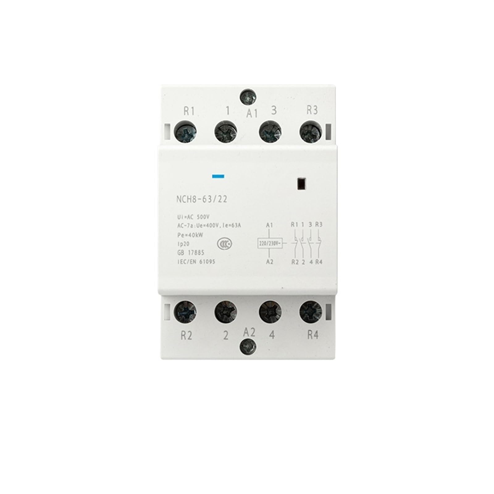 JJHQOKYNA NCH8-63/40 4 Pole 63A 4NO DIN Rail Contactor Household Modular Contactors AC(NCH8-63A-22 2NO 2NC)